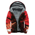 Red Sunset Samurai Print Sherpa Lined Zip Up Hoodie