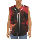 Red Sunset Samurai Print Sleeveless Baseball Jersey