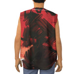 Red Sunset Samurai Print Sleeveless Baseball Jersey