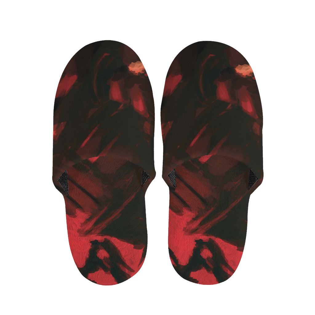 Red Sunset Samurai Print Slippers