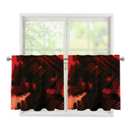 Red Sunset Samurai Print Tier Curtains