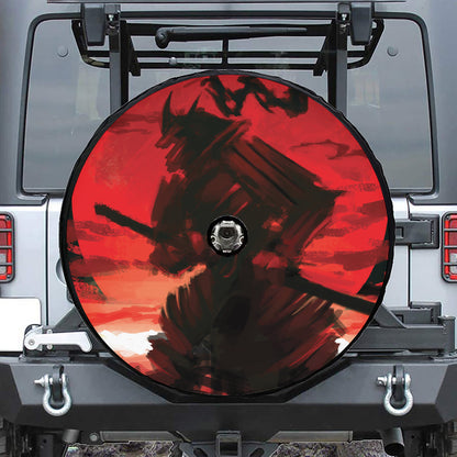 Red Sunset Samurai Print Tire Cover With Camera Hole