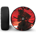 Red Sunset Samurai Print Tire Cover With Camera Hole