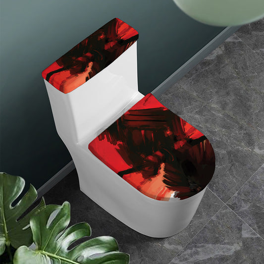 Red Sunset Samurai Print Toilet Lid And Tank Cover Set
