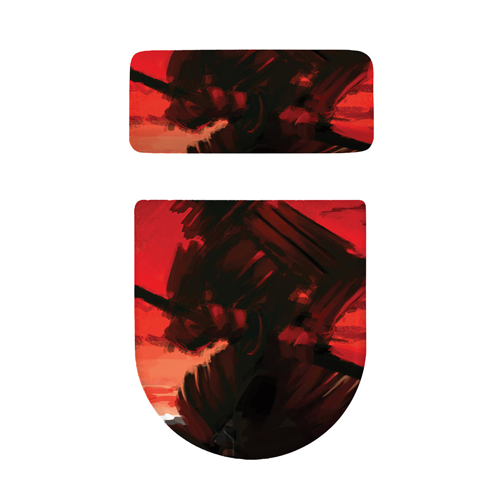 Red Sunset Samurai Print Toilet Lid And Tank Cover Set