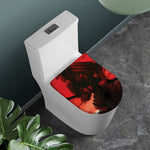 Red Sunset Samurai Print Toilet Lid Cover