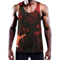 Red Sunset Samurai Print Men's Workout Tank Top