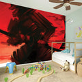 Red Sunset Samurai Print Wall Sticker