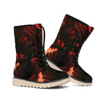 Red Sunset Samurai Print Winter Boots