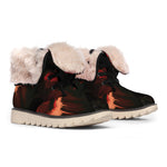 Red Sunset Samurai Print Winter Boots