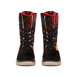 Red Sunset Samurai Print Winter Boots
