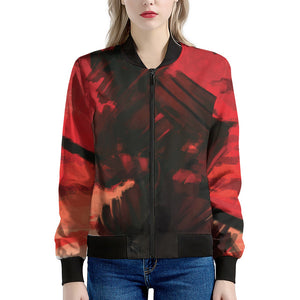 Red Sunset Samurai Print Women's Bomber Jacket