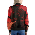 Red Sunset Samurai Print Women's Bomber Jacket