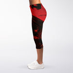 Red Sunset Samurai Print Women's Capri Leggings