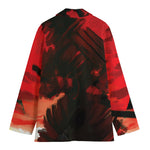 Red Sunset Samurai Print Women's Cotton Blazer