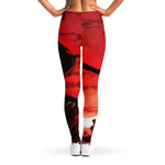 Red Sunset Samurai Print Women's Leggings