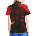 Red Sunset Samurai Print Women's Polo Shirt