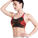 Red Sunset Samurai Print Women's Sports Bra