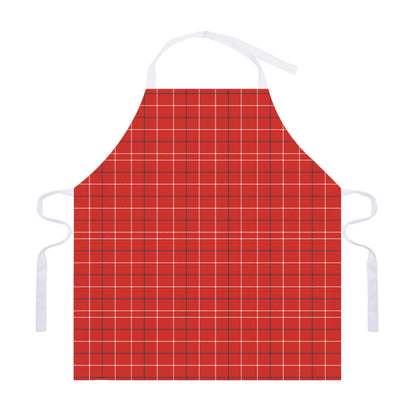 Red Tattersall Pattern Print Adjustable Apron
