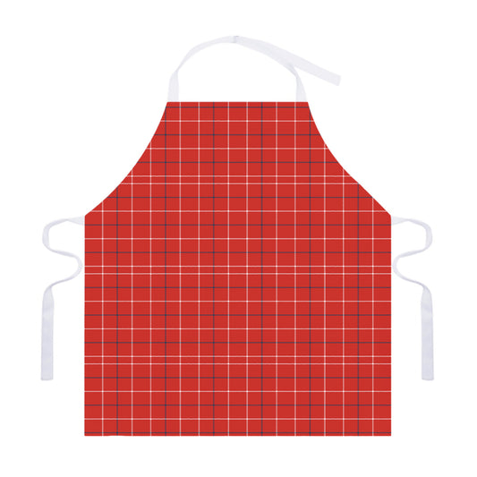 Red Tattersall Pattern Print Adjustable Apron