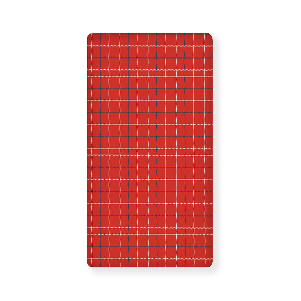 Red Tattersall Pattern Print Baby Crib Sheet