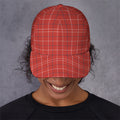 Red Tattersall Pattern Print Baseball Cap