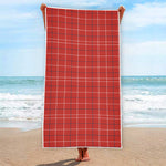 Red Tattersall Pattern Print Beach Towel