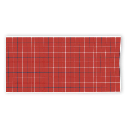 Red Tattersall Pattern Print Beach Towel