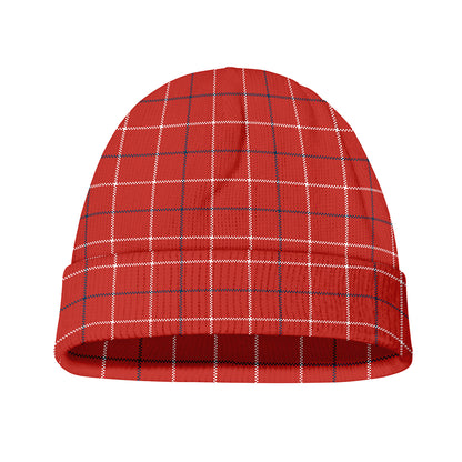 Red Tattersall Pattern Print Beanie