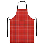 Red Tattersall Pattern Print Bib Apron With Pocket