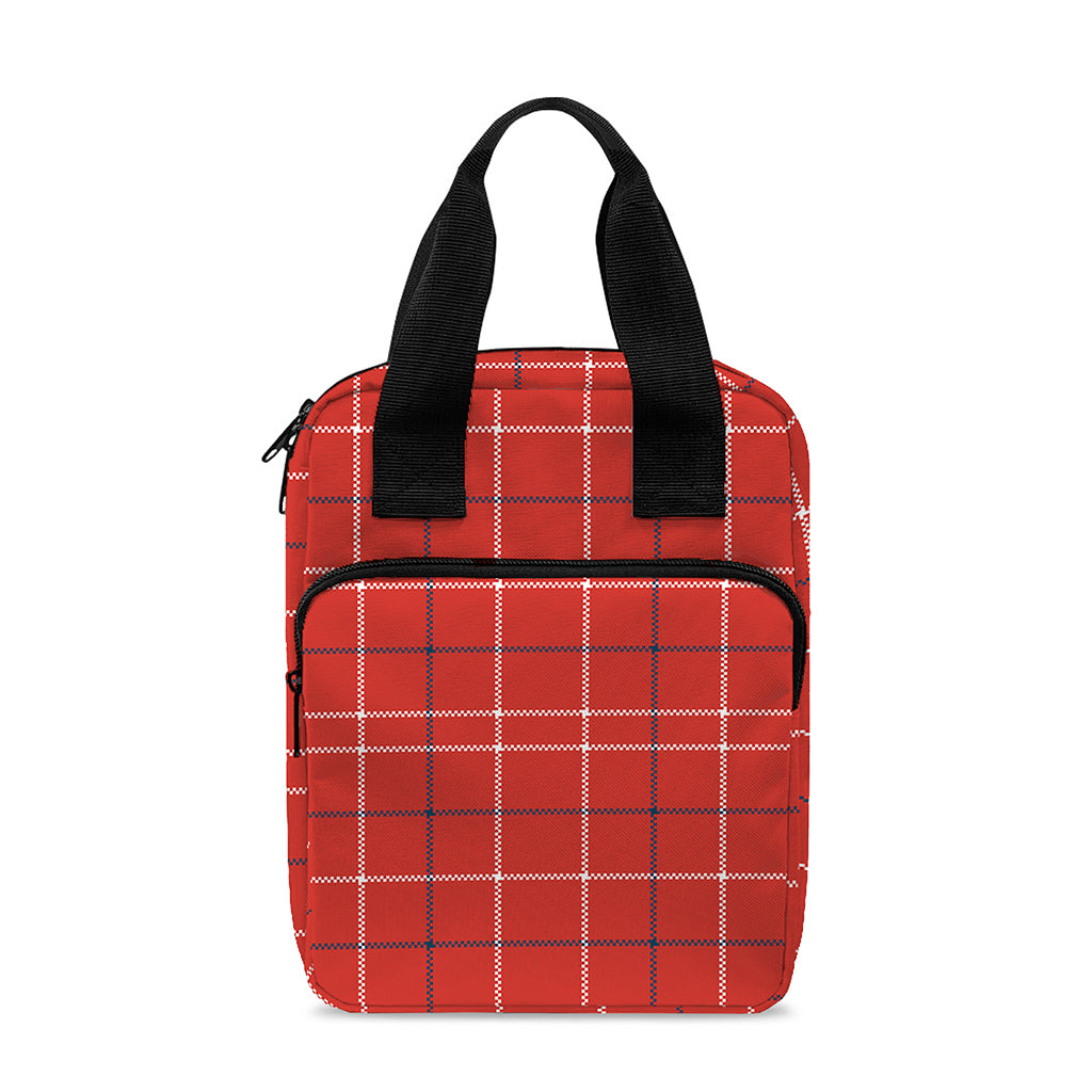 Red Tattersall Pattern Print Bible Tote Bag