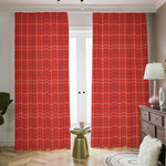 Red Tattersall Pattern Print Blackout Pencil Pleat Curtains