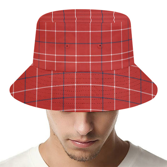 Red Tattersall Pattern Print Bucket Hat