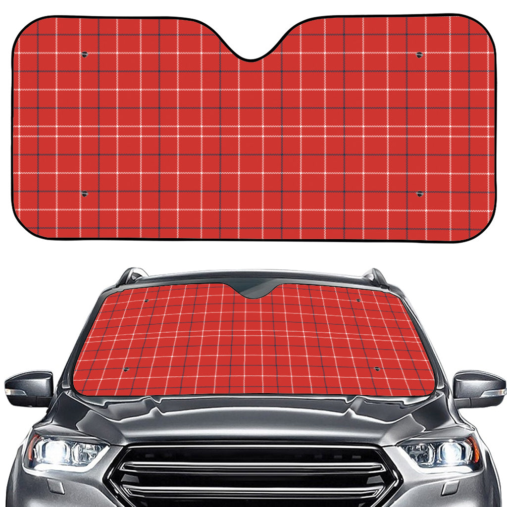 Red Tattersall Pattern Print Car Windshield Sun Shade