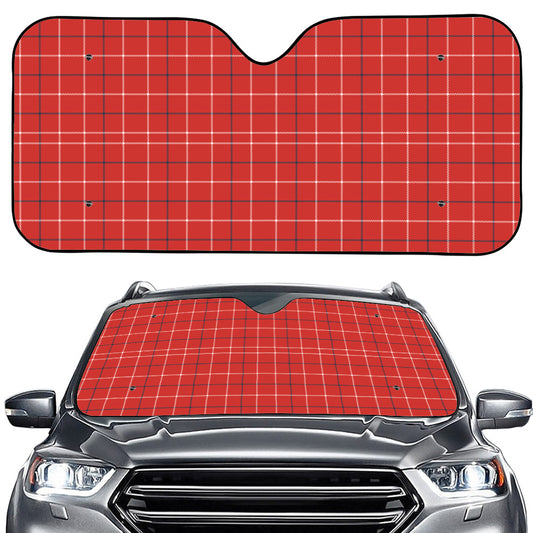 Red Tattersall Pattern Print Car Windshield Sun Shade