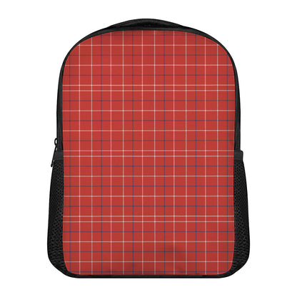 Red Tattersall Pattern Print Casual Backpack