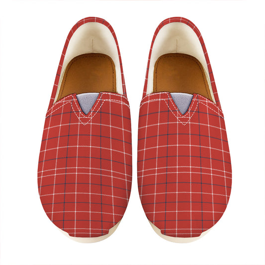 Red Tattersall Pattern Print Casual Shoes