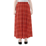 Red Tattersall Pattern Print Chiffon Maxi Skirt