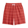 Red Tattersall Pattern Print Cotton Shorts