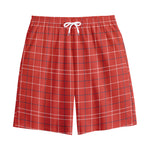 Red Tattersall Pattern Print Cotton Shorts
