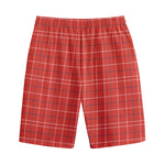 Red Tattersall Pattern Print Cotton Shorts