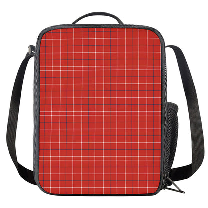 Red Tattersall Pattern Print Crossbody Lunch Bag