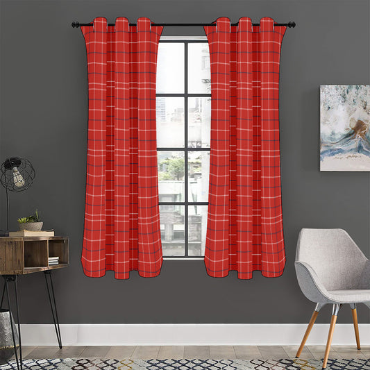 Red Tattersall Pattern Print Curtain