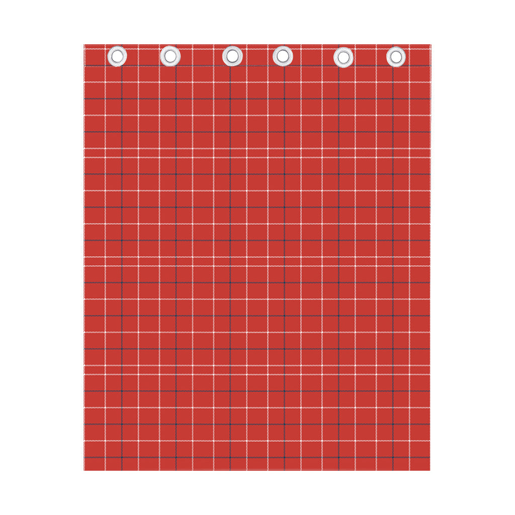 Red Tattersall Pattern Print Curtain
