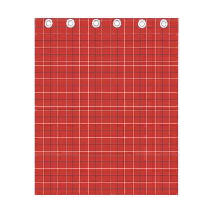Red Tattersall Pattern Print Curtain