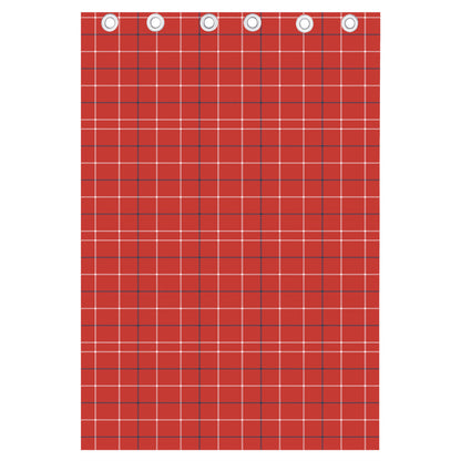 Red Tattersall Pattern Print Curtain