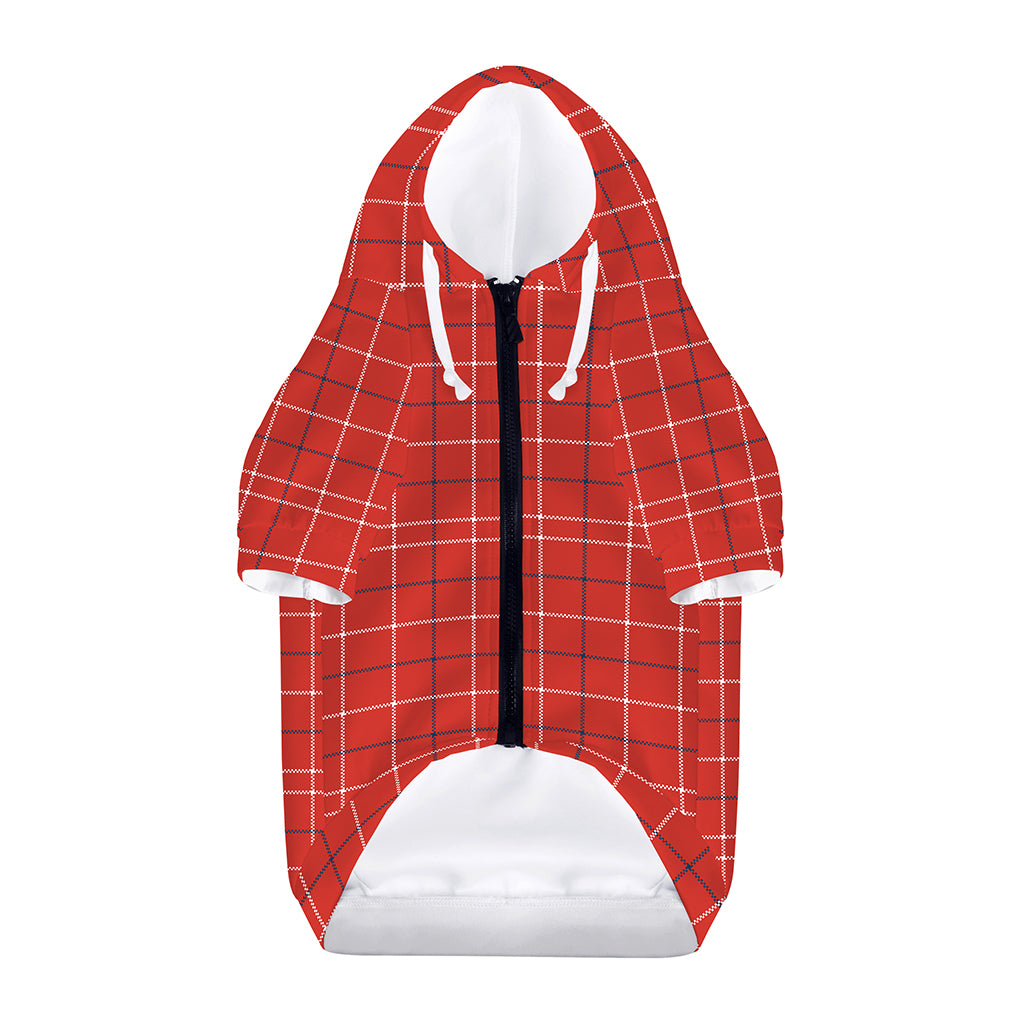 Red Tattersall Pattern Print Dog Zip Up Hoodie