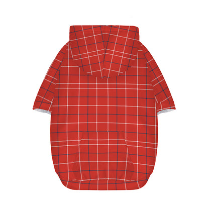 Red Tattersall Pattern Print Dog Zip Up Hoodie