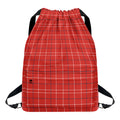 Red Tattersall Pattern Print Drawstring Backpack