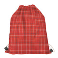 Red Tattersall Pattern Print Drawstring Bag